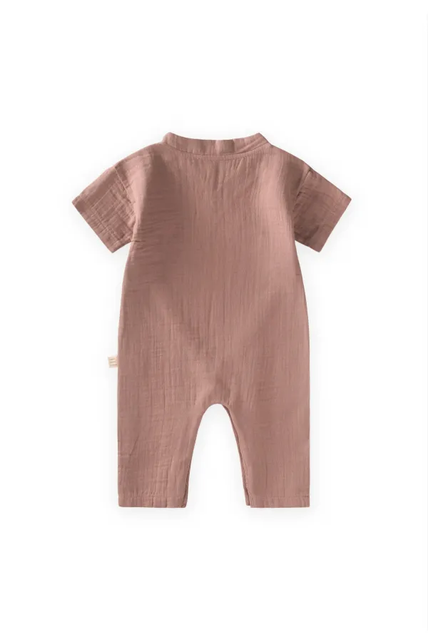 Organic Kruvaze Müslin Tulum 0-9 Ay Açık Kahve