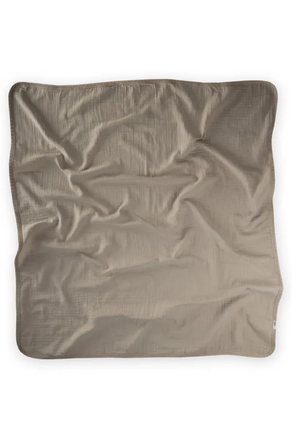 Couverture en mousseline simple épaisseur brodée de dentelle 100 x 100 cm +/- 3 cm Vison