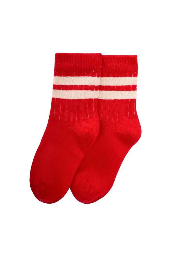 Raw Striped Socket 3-8 Years Red