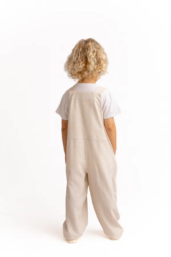 Wide Leg Linen Overalls 2-7 Years Natural
