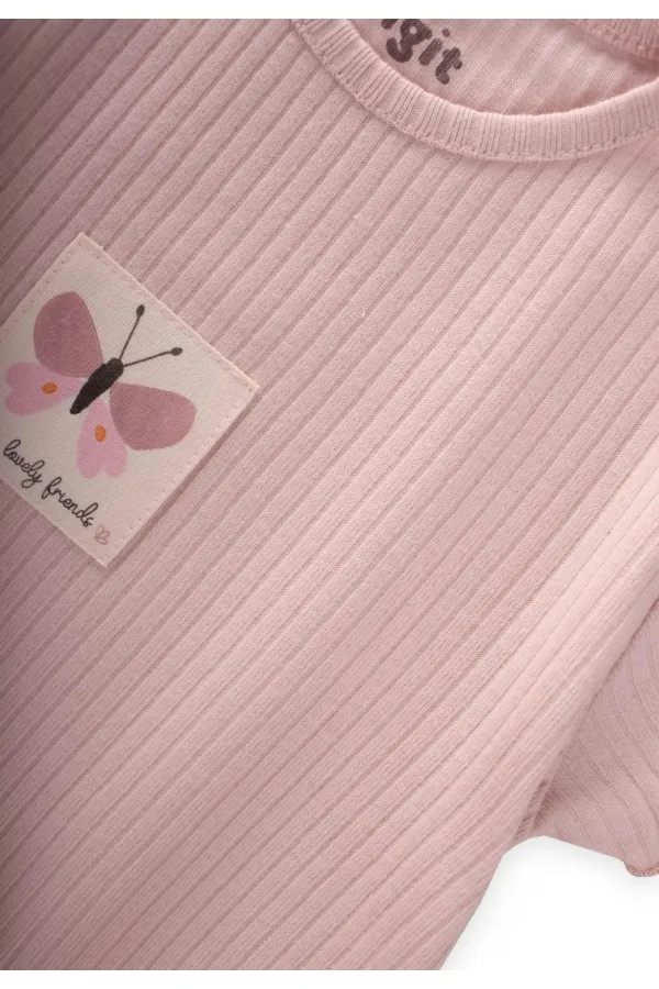 Fitilli Şortlu Takım 1-7 Yaş Pudra Pembe Fitilli Şortlu Takım 1-7 Yaş Pudra Pembe