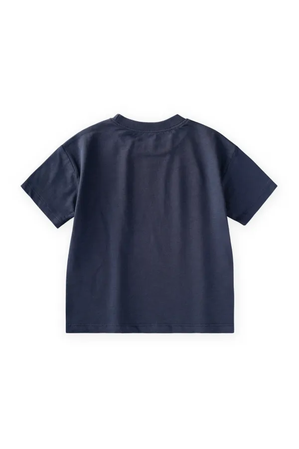 Roket Baskılı T-Shirt 2-12 Yaş Lacivert