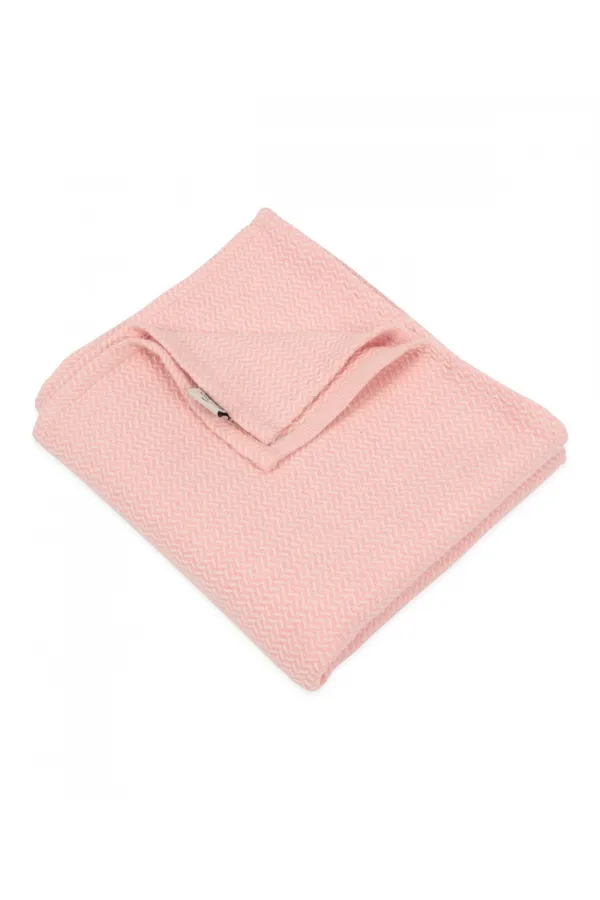 Couverture bébé en coton tissé à motifs (lavée) 93 x 100 cm +/- 3 cm Rose poudré