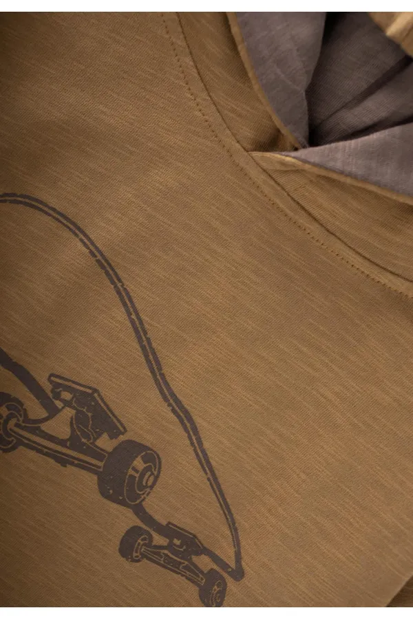 Kapşonlu Uzun Kollu T-Shırt 2-10 Yaş Olive