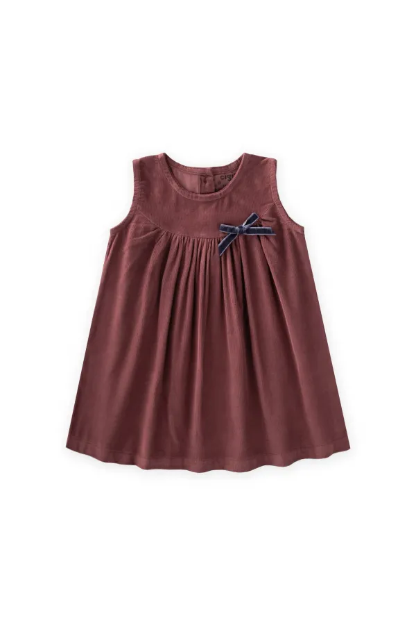 Kadife Jile Elbise 0-7 Yaş Bordo