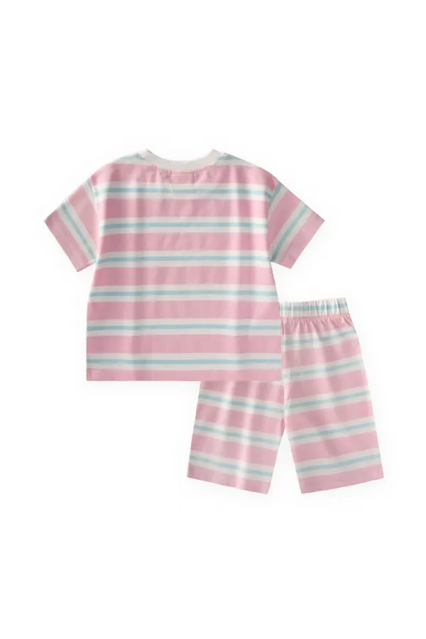 Striped Shorts Set, Ages 1-7, Pink and Blue Striped Striped Shorts Set, Ages 1-7, Pink and Blue Striped