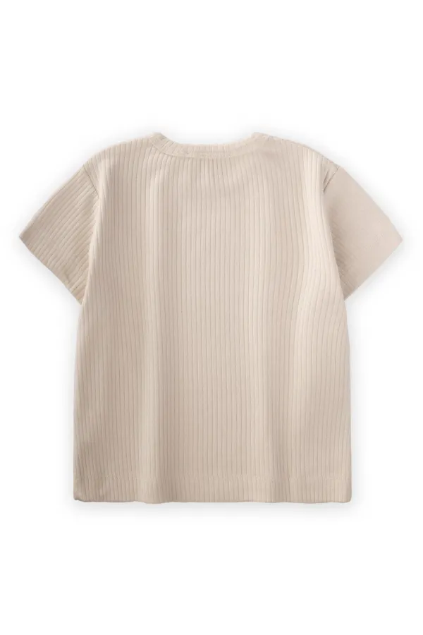 Basic Fitilli T-Shırt 1-5 Yaş Açık Bej