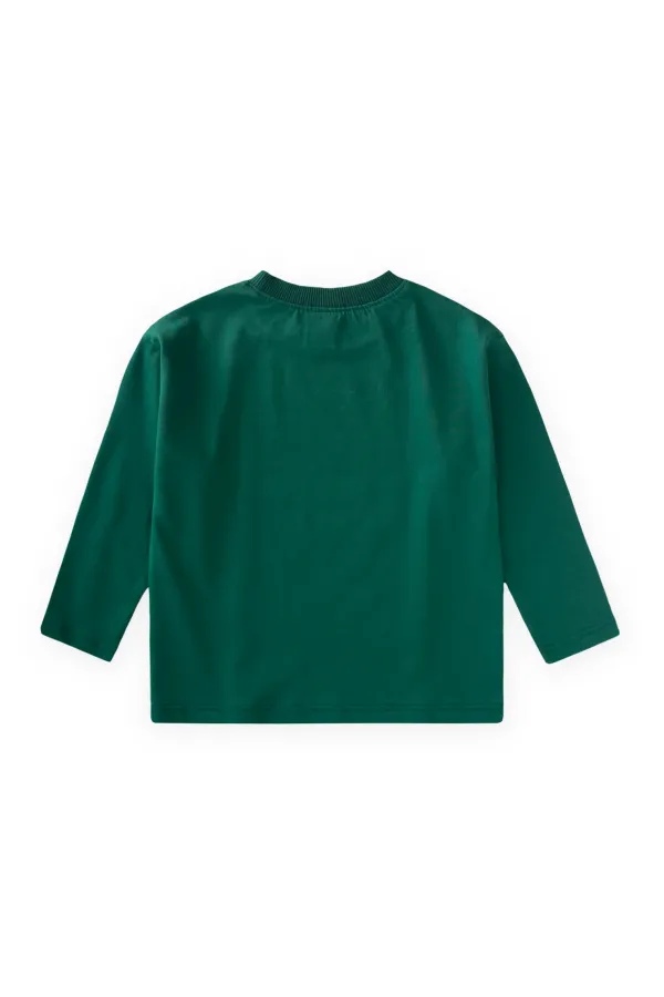 Sloganlı Uzun Kollu T-Shirt 2-10 Yaş Yeşil