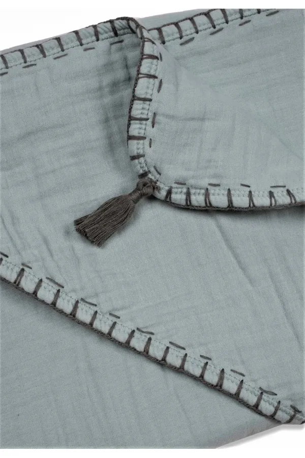 Serviette triangulaire en mousseline double épaisseur faite main (lavée) 75 x 75 cm Vert menthe