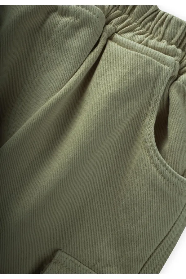 Gabardin Kargo Pantolon 2-7 Yaş Haki Yeşil