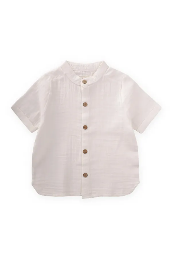 Chemise en mousseline 2-10 ans blanc cassé