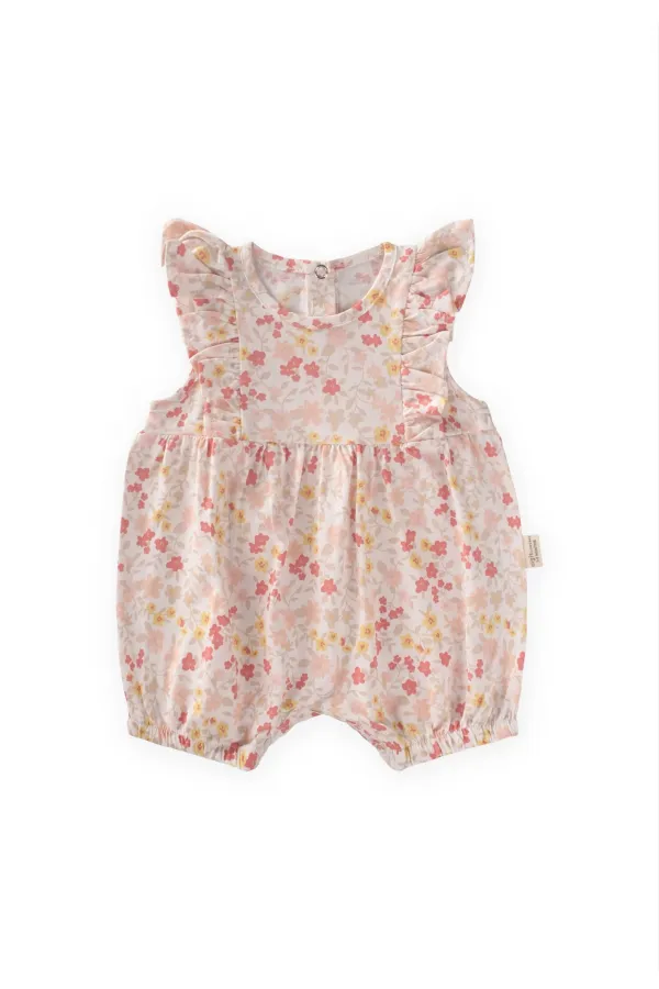 Fırfırlı Şort Tulum 0-3 Yaş Çıtır Çiçek Desen