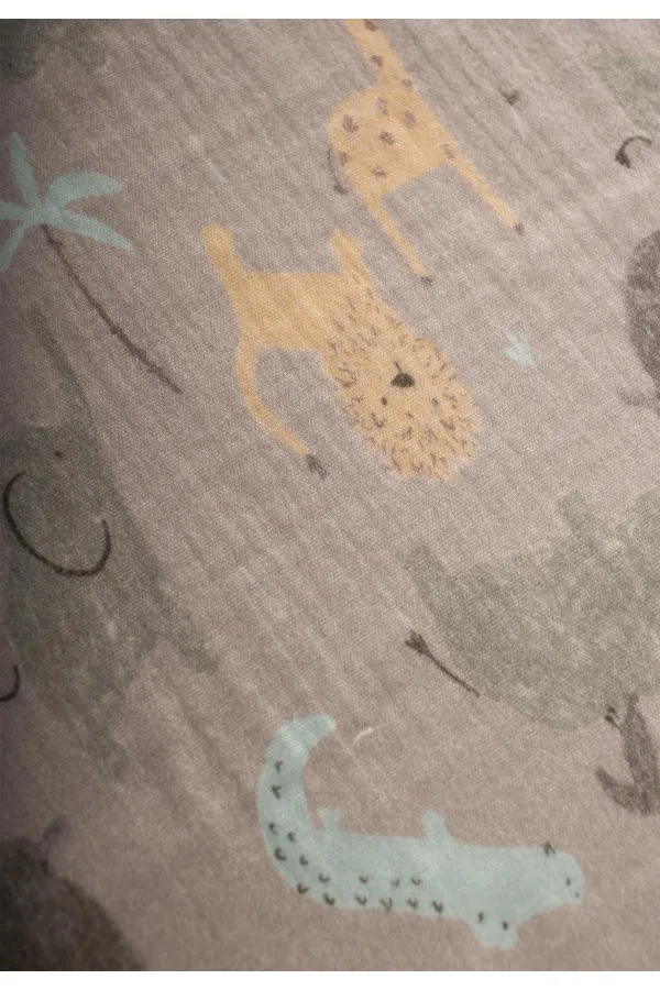 Bavoir en mousseline triple épaisseur 20 x 30 cm, motif animal beige