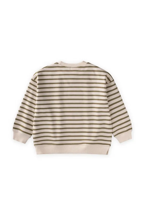 Striped Karyoka Detail Seasonal Sweatshirt 2-12 Years Olive