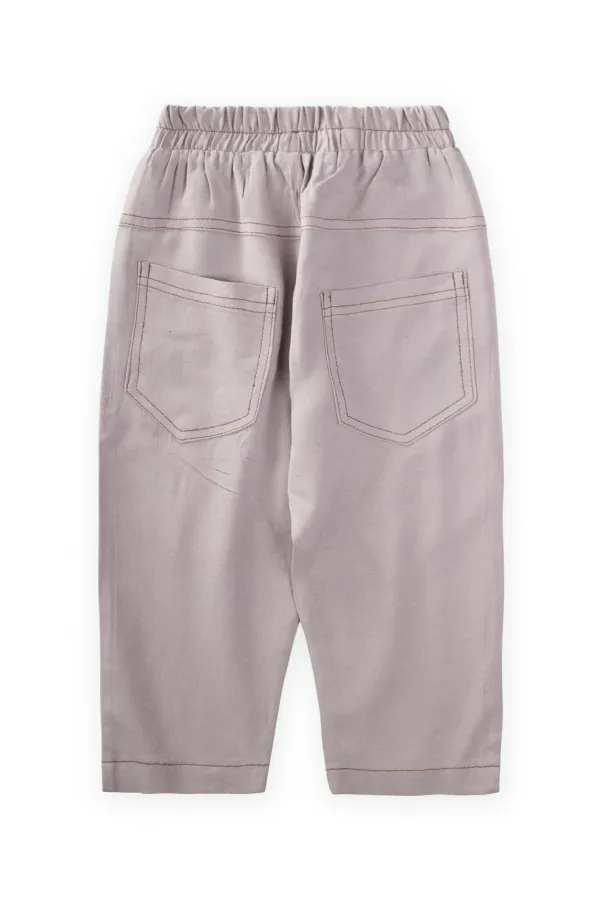 Dizi Kapaklı Keten Pantolon 2-7 Yaş A gri