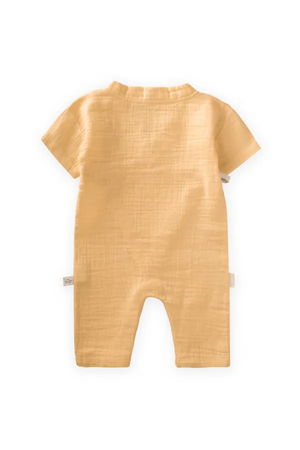 Salopettes en mousseline biologique à double boutonnage, robes d'été 0-9 mois