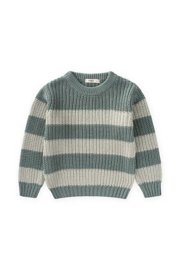 Pull rayé Thessaloniki, 2-8 ans, vert kaki