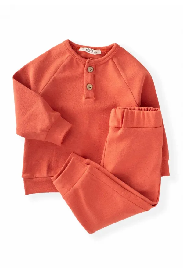 Reglan Kol Patlı Erkek Basıc Takım 1-5 Yaş Kiremit