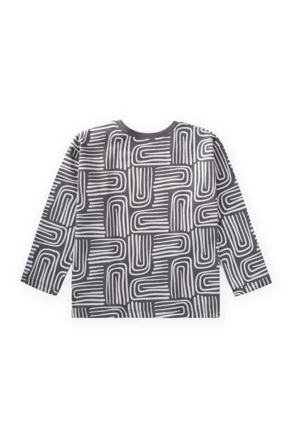 T-shirt à manches longues à motifs anthracite, 3-12 ans