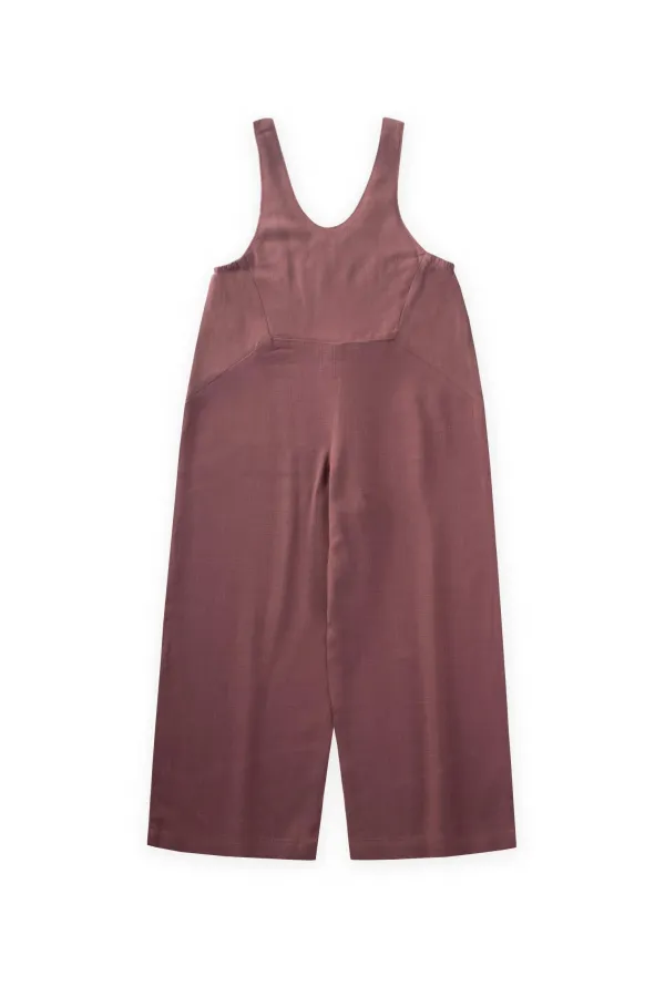 Roba Komple Nakışlı Keten Salopet 2-7 Yaş Mürdüm