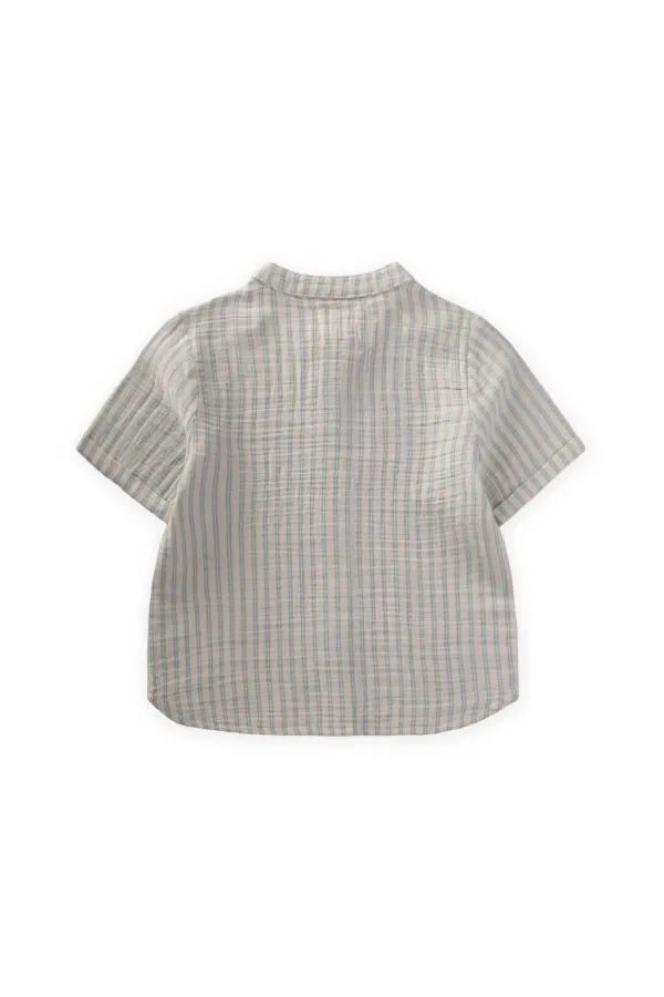 Chemise en mousseline bleue à double rayures, 2-10 ans