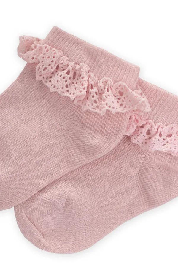 Dantalli Bebe patik Çorabı 0-4 Yaş Pudra