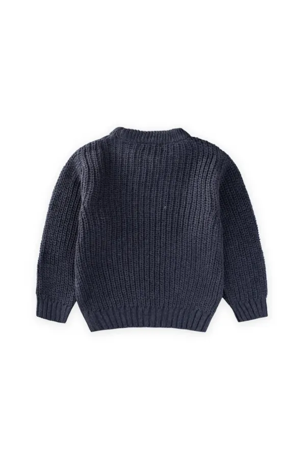 Bisiklet Yaka Selanik Triko Kazak 2-8 Yaş İndigo Mavi