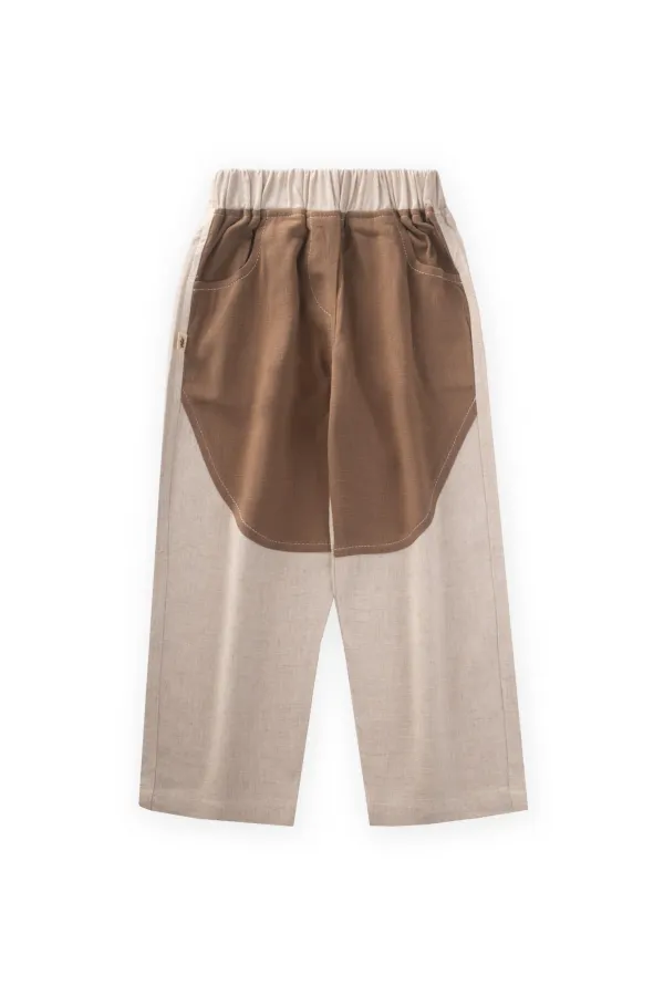 İki Renkli Keten Pantolon 2-7 Yaş Caramel
