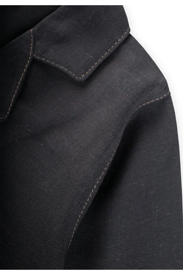 Keten Kalın Taba Dikişli Ceket 2-7 Yaş Antrasit