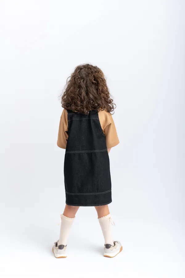 Gilet en jean noir avec poches latérales, 2-7 ans