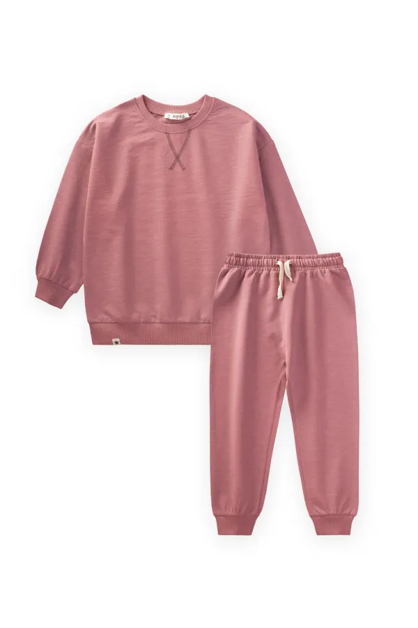 Ensemble sweat-shirt basique rose pour enfants de 3 à 8 ans