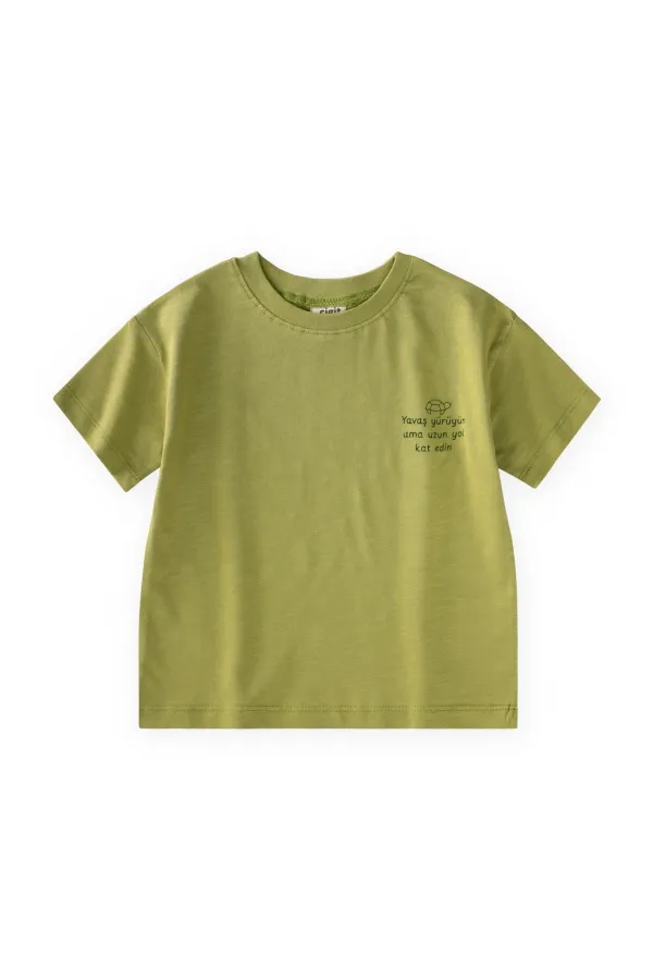 Slogan Printed T-Shirt, Ages 2-10, Lime Slogan Printed T-Shirt, Ages 2-10, Lime