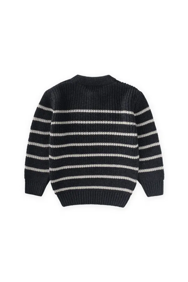 Çizgili Triko Kazak 2-8 Yaş Antrasit