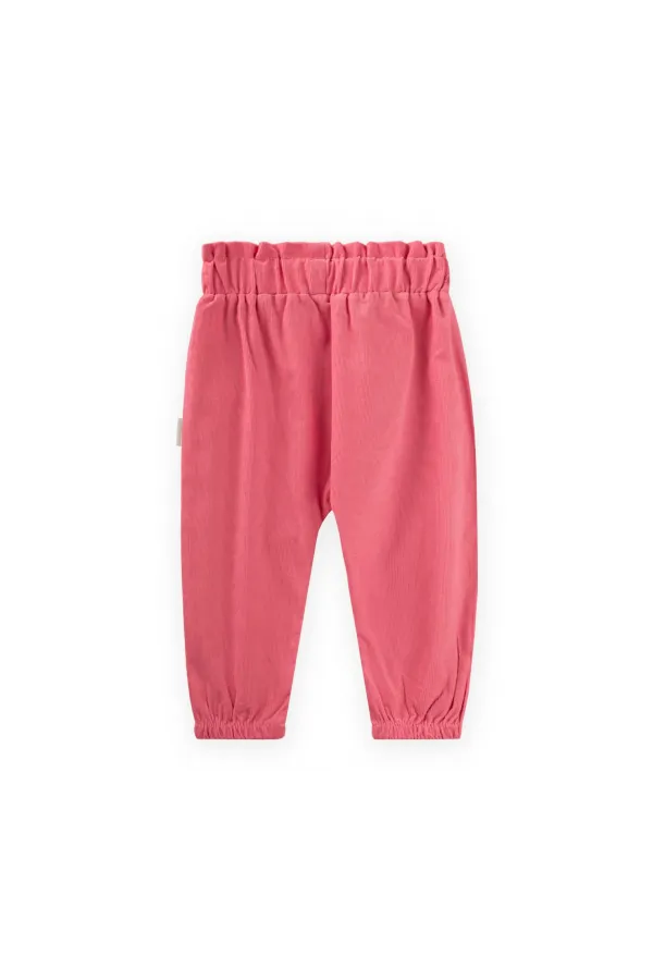 Pantalon harem en velours pour bébé, 0-3 ans, corail
