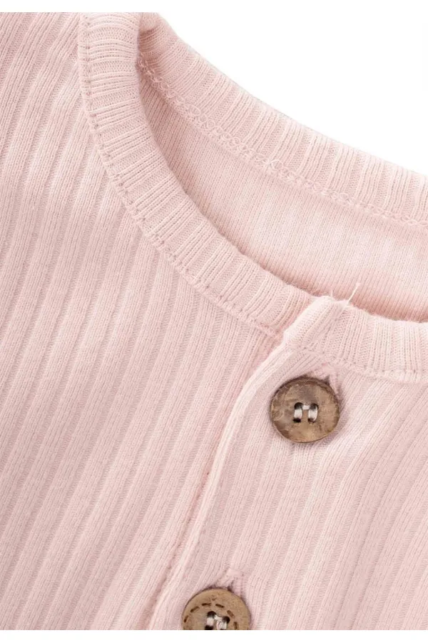 Salopette côtelée rose poudré pour bébé de 0 à 3 ans