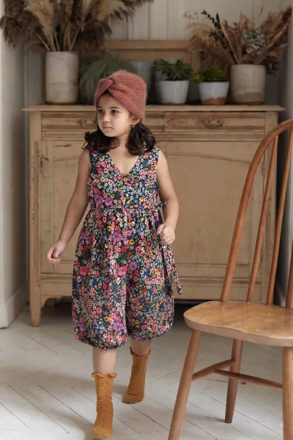 Combinaison en viscose à motifs, 2-8 ans, noire