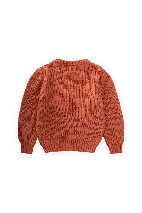 Bisiklet Yaka Selanik Triko Kazak 2-8 Yaş Kiremit