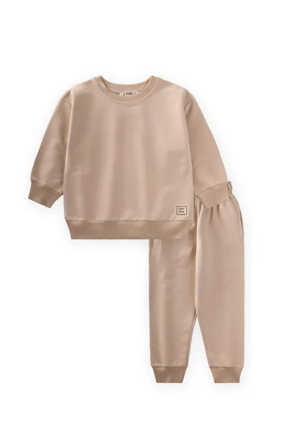 Survêtement basique beige pour enfant de 2 à 7 ans