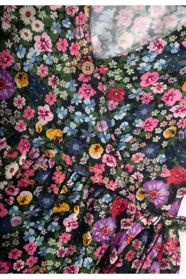 Combinaison en viscose à motifs, 2-8 ans, noire