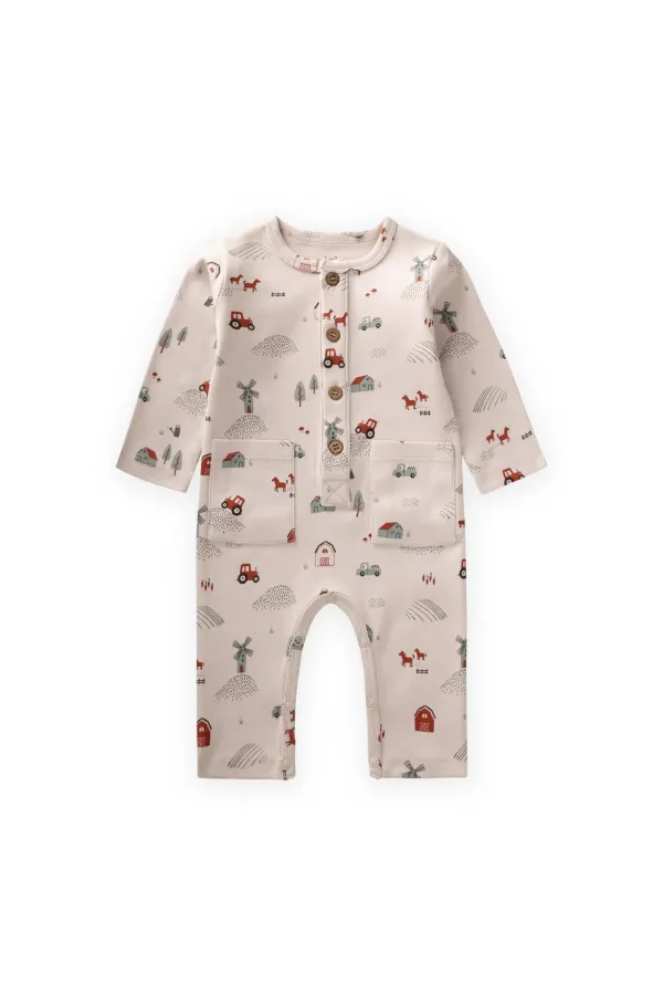 Baskılı Tulum 0-3 Yaş Bej