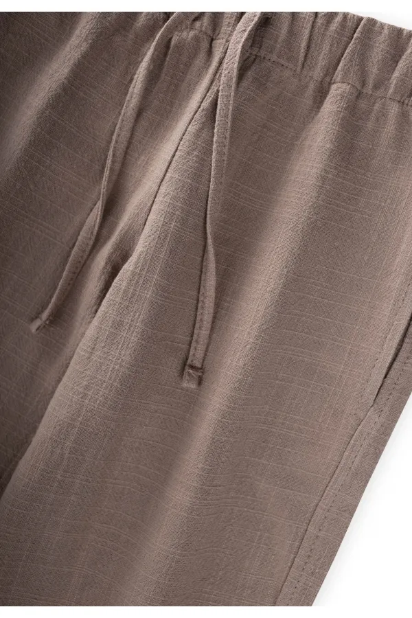 Keten Boyfriend Pantolon 2-10 Yaş Vizon