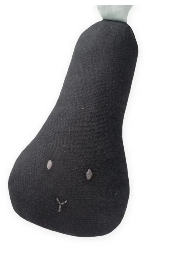 Muslin Rattle Pear Toy Anthracite Muslin Rattle Pear Toy Anthracite