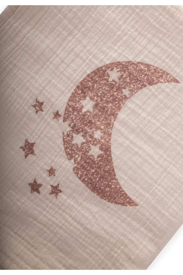 Couverture naturelle à motif lune 90x100 cm, imprimé cuivre