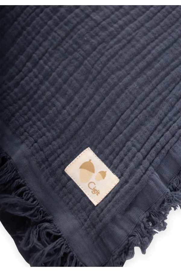 Four Layer Tassel Blanket 80X120 Cm Anthracite