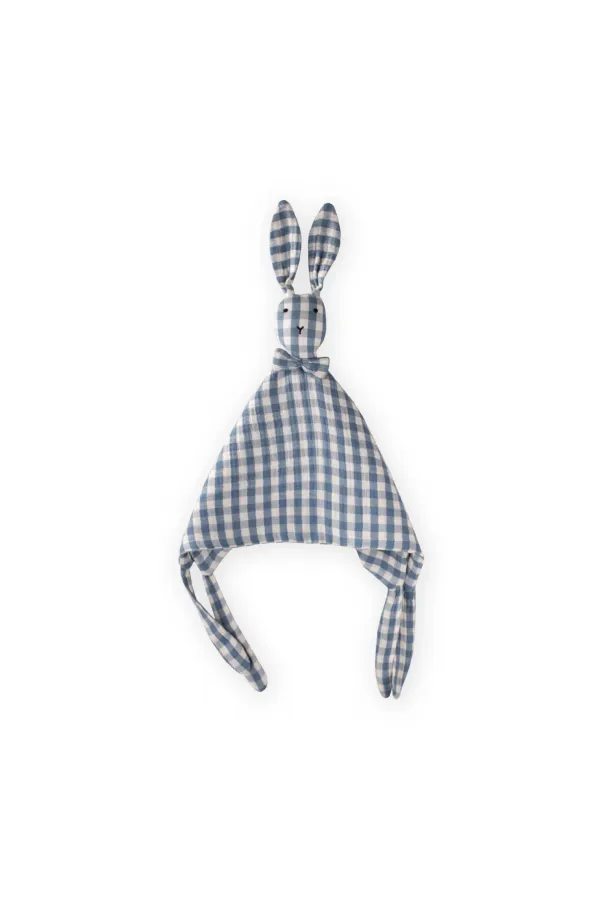 Compagnon de sommeil en mousseline de lapin (lavé) 40x40 cm à carreaux indigo