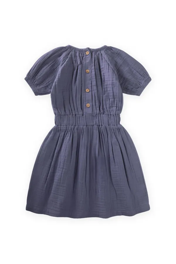 Organik Rustik Kız Elbise 2-9 Yaş Füme