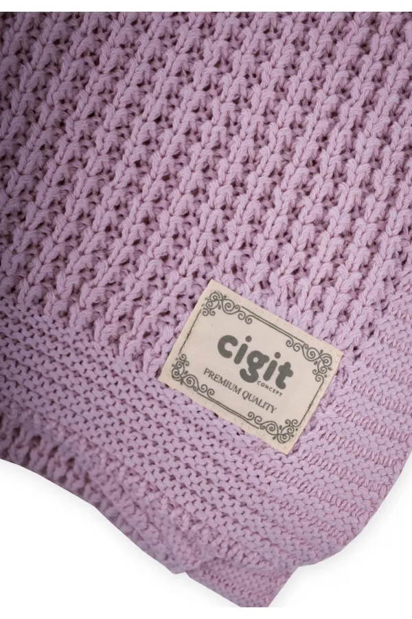 Couverture tricotée Thessaloniki 80 x 100 cm (+/- 5 cm) Lilas