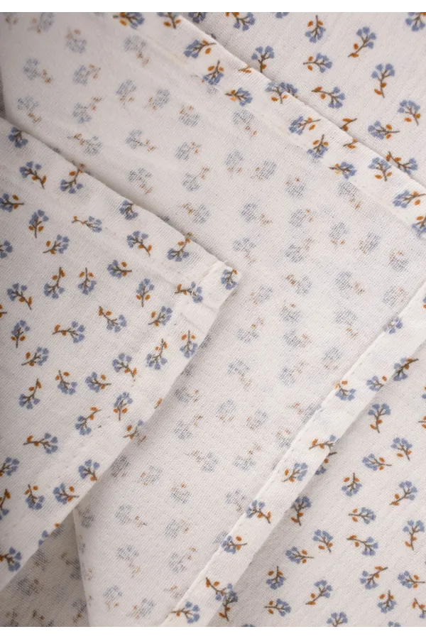 Baskılı Müslin Battaniye 90X100 Cm Mavi Çiçekli