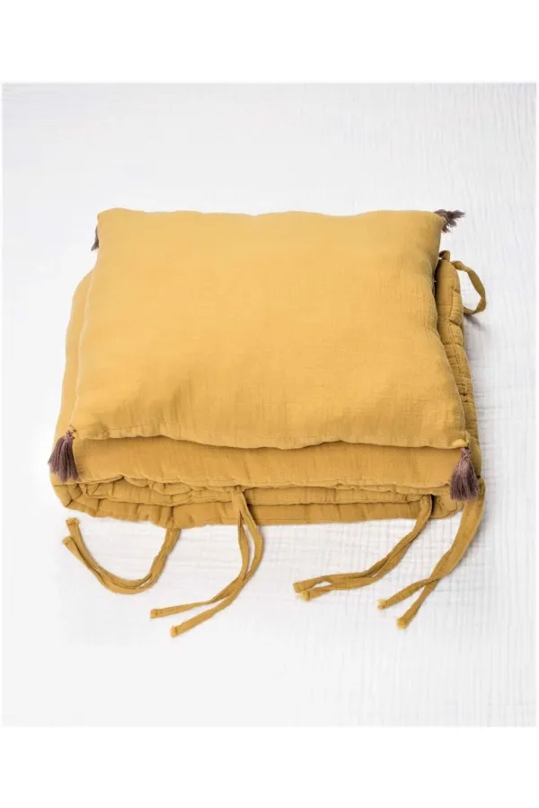 Müslin Bebek Yatak Koruma Yastık Seti (Yıkanmıştır) 32X180 cm +/- 2 cm Hardal Sarı
