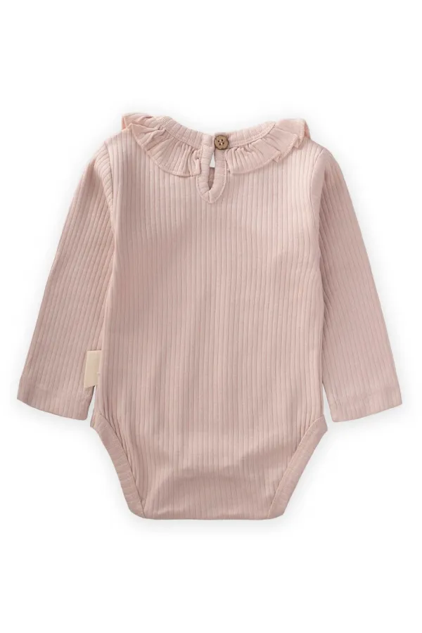 Body à col volanté, saisonnier, 0-3 ans, rose poudré